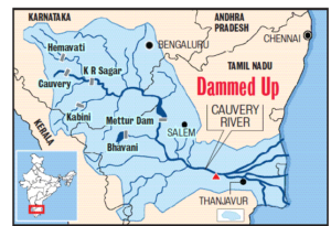 Cauvery water flowing map